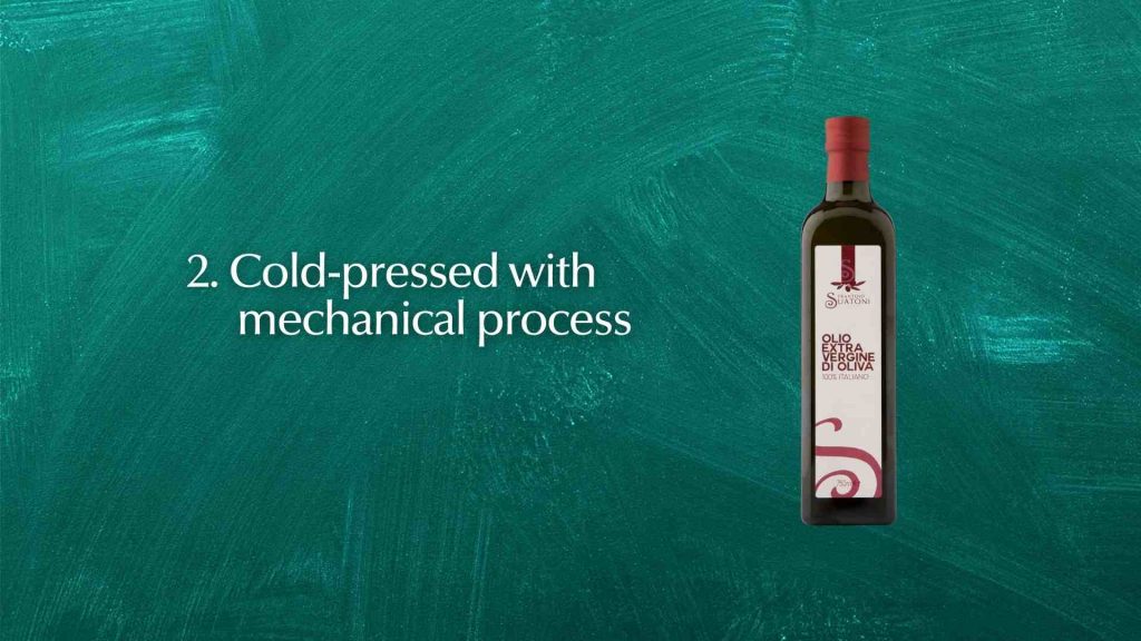 Extra virgin olive oil bottle and headline that describe the second difference between EVO Oil and Olive oil