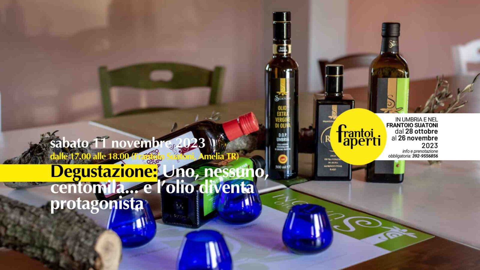 Locandina evento degustazione con somelier per Frantoi Aperti 2023